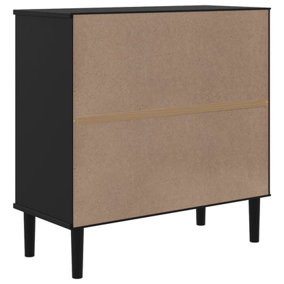 vidaXL Sideboard "SENJA" Rattan Look Black 80x35x80 cm Solid Wood Pine