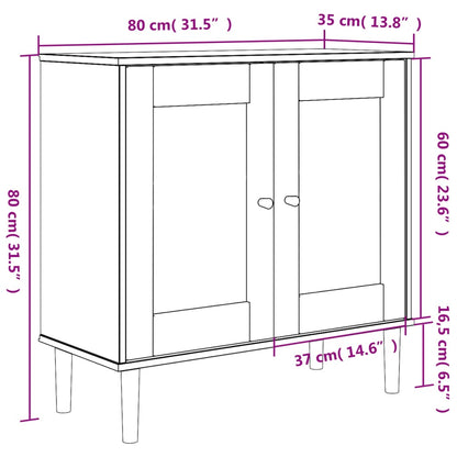 vidaXL Sideboard SENJA Rattan Look Black 80x35x80 cm Solid Wood Pine
