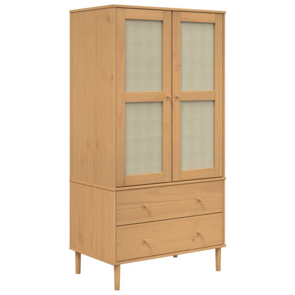 vidaXL Wardrobe "SENJA" Rattan Look Brown 90x55x175 cm Solid Wood Pine