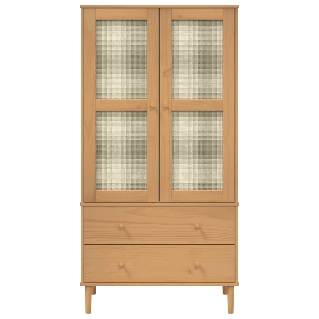 vidaXL Wardrobe "SENJA" Rattan Look Brown 90x55x175 cm Solid Wood Pine