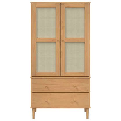 vidaXL Wardrobe "SENJA" Rattan Look Brown 90x55x175 cm Solid Wood Pine