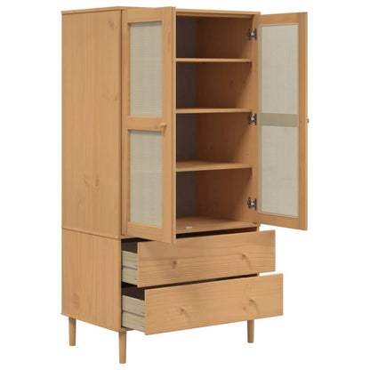 vidaXL Wardrobe "SENJA" Rattan Look Brown 90x55x175 cm Solid Wood Pine