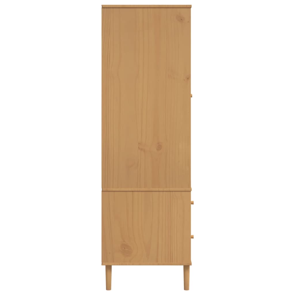 vidaXL Wardrobe "SENJA" Rattan Look Brown 90x55x175 cm Solid Wood Pine