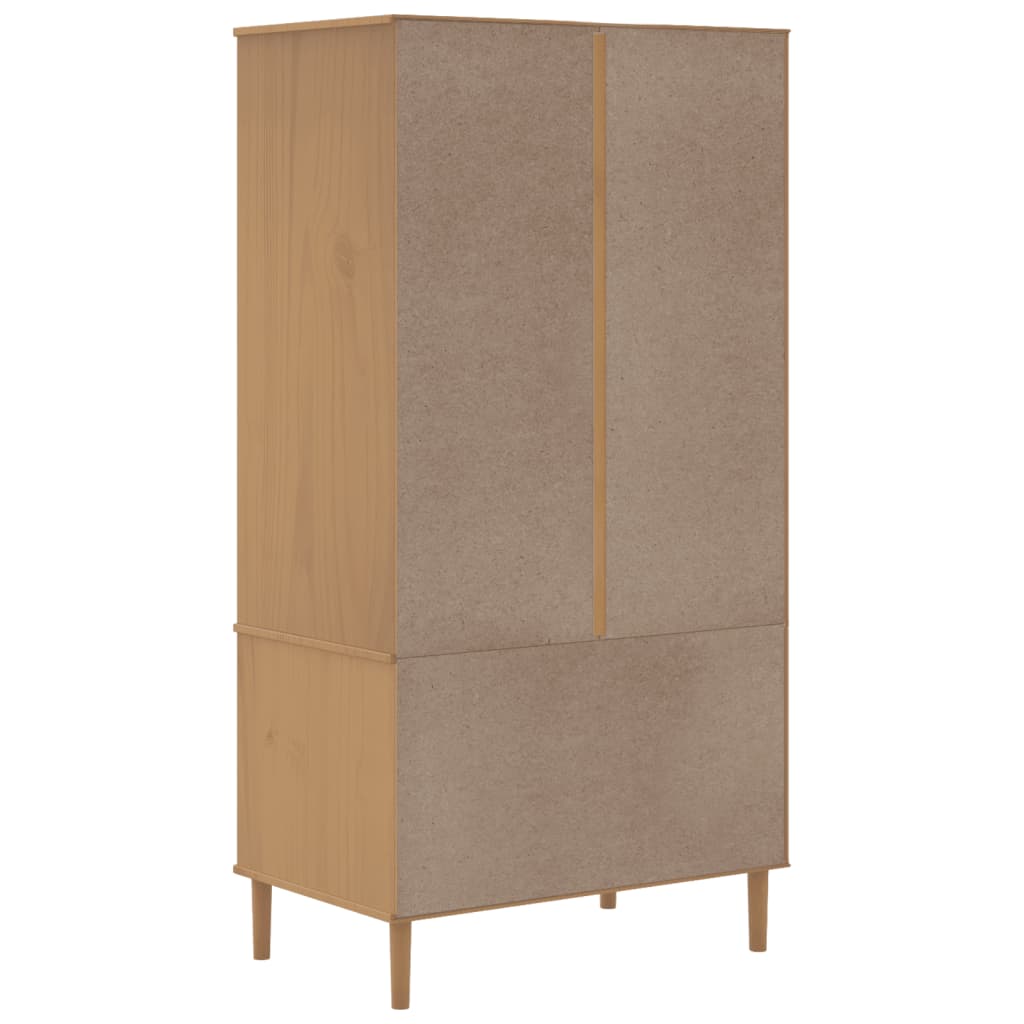 vidaXL Wardrobe "SENJA" Rattan Look Brown 90x55x175 cm Solid Wood Pine