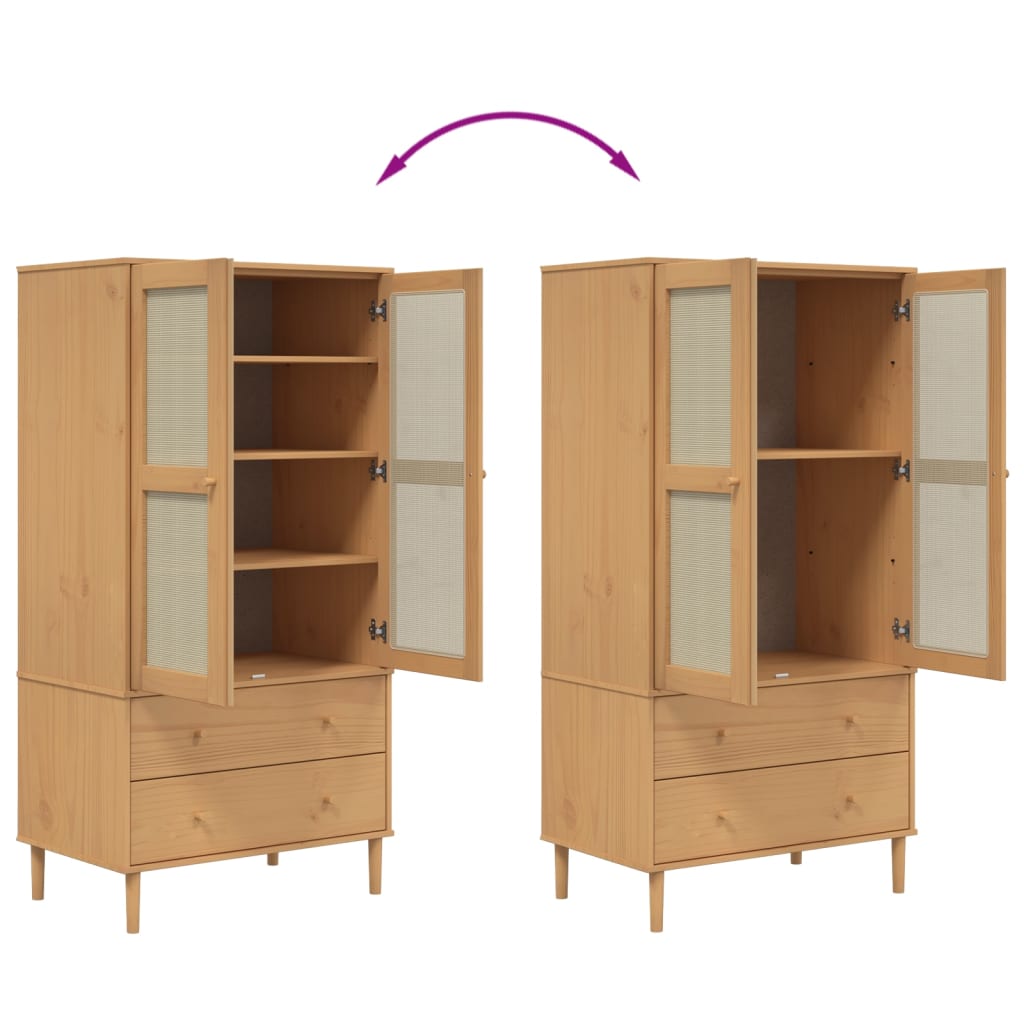 vidaXL Wardrobe "SENJA" Rattan Look Brown 90x55x175 cm Solid Wood Pine