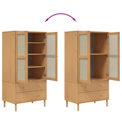 vidaXL Wardrobe "SENJA" Rattan Look Brown 90x55x175 cm Solid Wood Pine