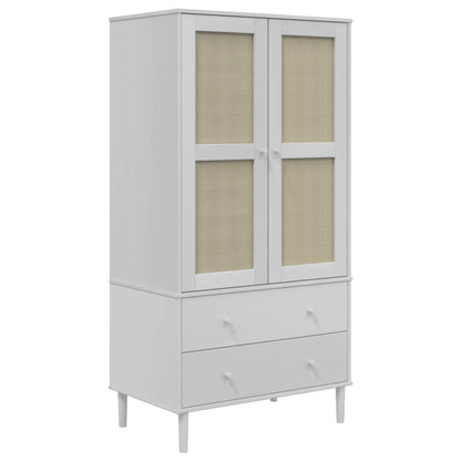vidaXL Wardrobe "SENJA" Rattan Look White 90x55x175 cm Solid Wood Pine