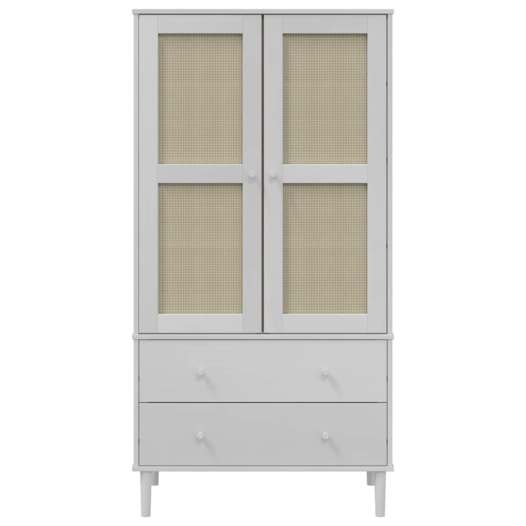 vidaXL Wardrobe "SENJA" Rattan Look White 90x55x175 cm Solid Wood Pine