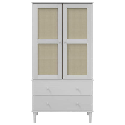 vidaXL Wardrobe "SENJA" Rattan Look White 90x55x175 cm Solid Wood Pine