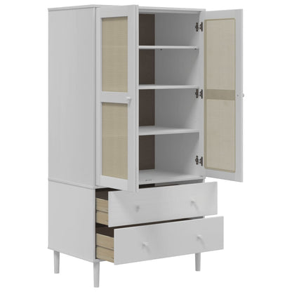 vidaXL Wardrobe "SENJA" Rattan Look White 90x55x175 cm Solid Wood Pine