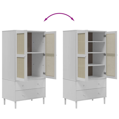 vidaXL Wardrobe "SENJA" Rattan Look White 90x55x175 cm Solid Wood Pine