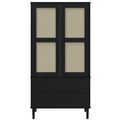 vidaXL Wardrobe SENJA Rattan Look Black 90x55x175 cm Solid Wood Pine