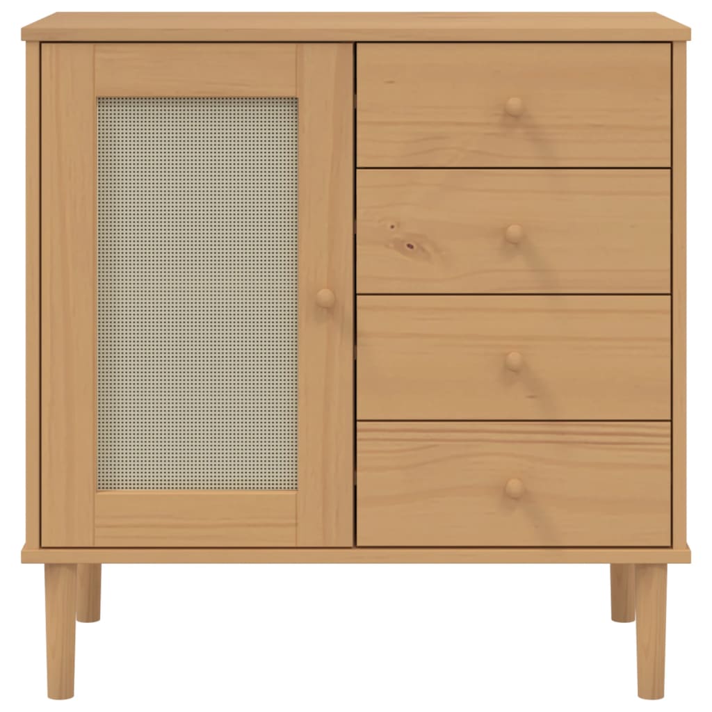 vidaXL Sideboard "SENJA" Rattan Look Brown 80x40x80 cm Solid Wood Pine