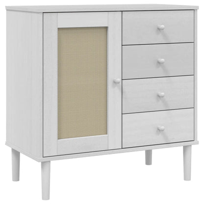 vidaXL Sideboard "SENJA" Rattan Look White 80x40x80 cm Solid Wood Pine
