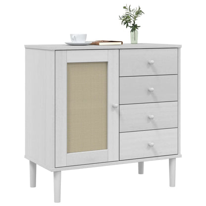 vidaXL Sideboard "SENJA" Rattan Look White 80x40x80 cm Solid Wood Pine