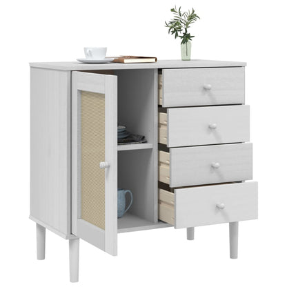 vidaXL Sideboard "SENJA" Rattan Look White 80x40x80 cm Solid Wood Pine