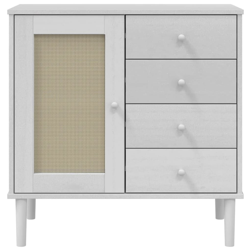 vidaXL Sideboard SENJA Rattan Look White 80x40x80 cm Solid Wood Pine