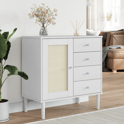 vidaXL Sideboard "SENJA" Rattan Look White 80x40x80 cm Solid Wood Pine