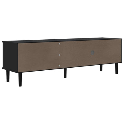 vidaXL TV Cabinet "SENJA" Rattan Look Black 158x40x49cm Solid Wood Pine