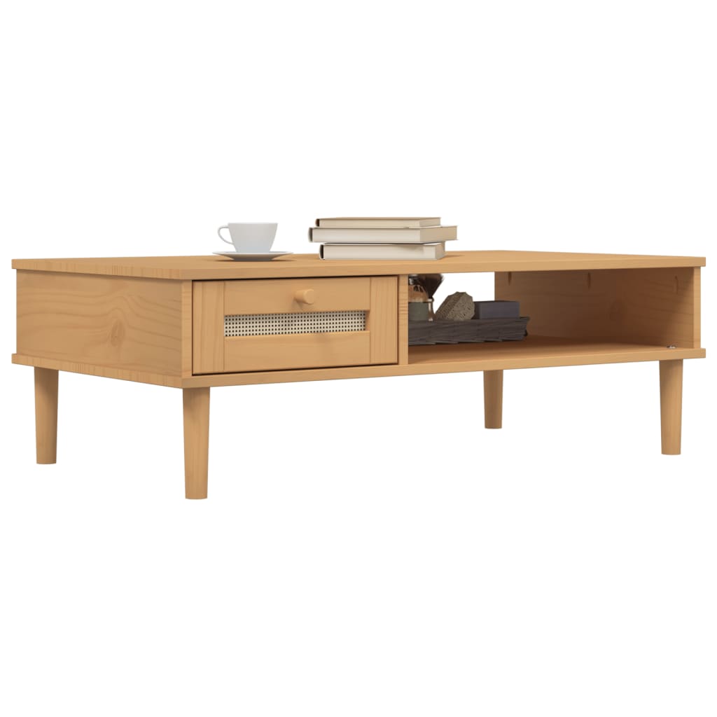 vidaXL Coffee Table SENJA Rattan Look Brown 100x55x33 cm Solid Wood