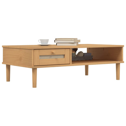 vidaXL Coffee Table SENJA Rattan Look Brown 100x55x33 cm Solid Wood