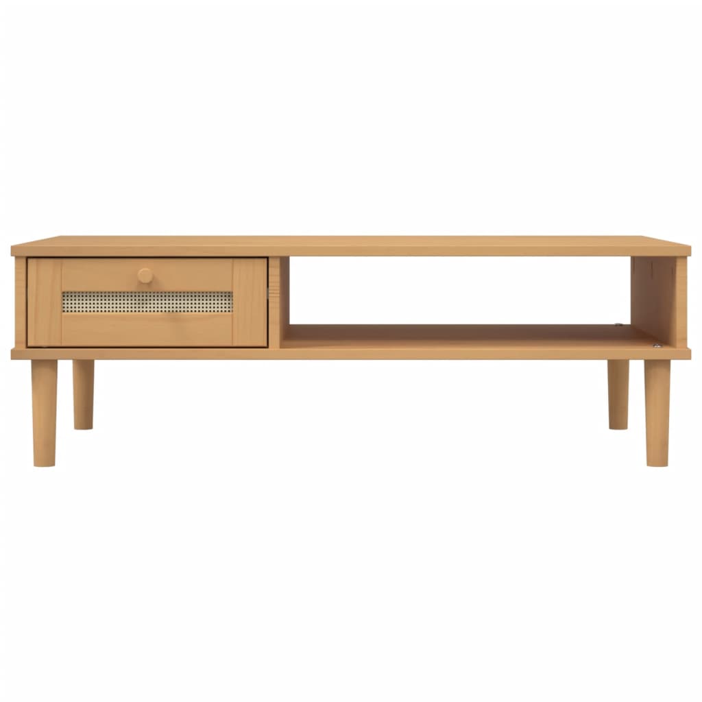 vidaXL Coffee Table "SENJA" Rattan Look Brown 100x55x33 cm Solid Wood