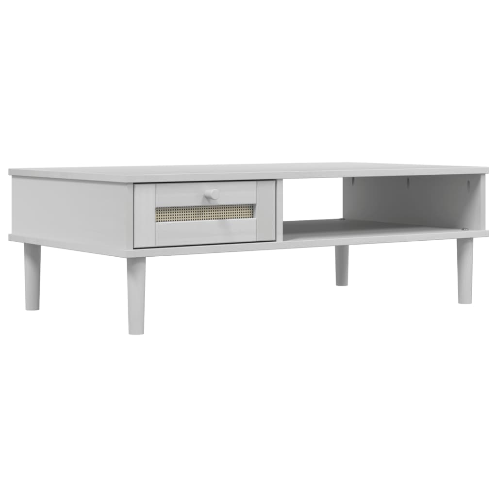vidaXL Coffee Table "SENJA" Rattan Look White 100x55x33 cm Solid Wood