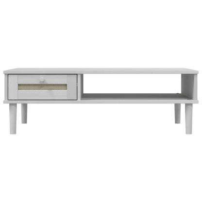 vidaXL Coffee Table SENJA Rattan Look White 100x55x33 cm Solid Wood