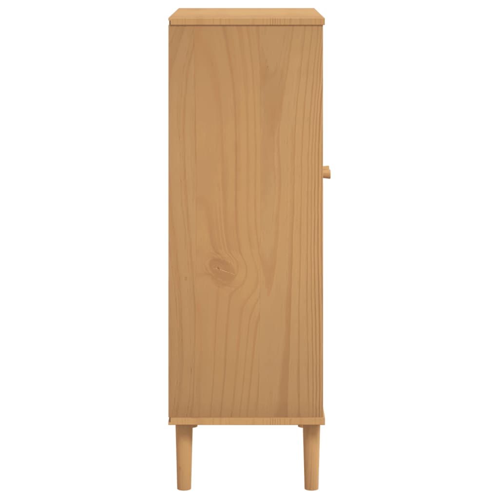 vidaXL Shoe Cabinet SENJA Rattan Look Brown 59.5x35x107 cm Solid Wood