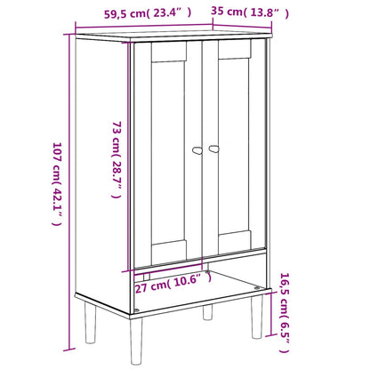 vidaXL Shoe Cabinet SENJA Rattan Look White 59.5x35x107 cm Solid Wood