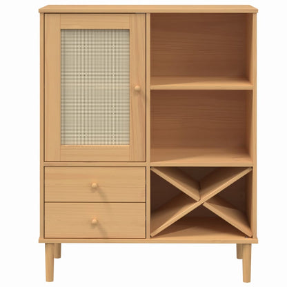 vidaXL Highboard "SENJA" Rattan Look Brown 90x40x112cm Solid Wood Pine