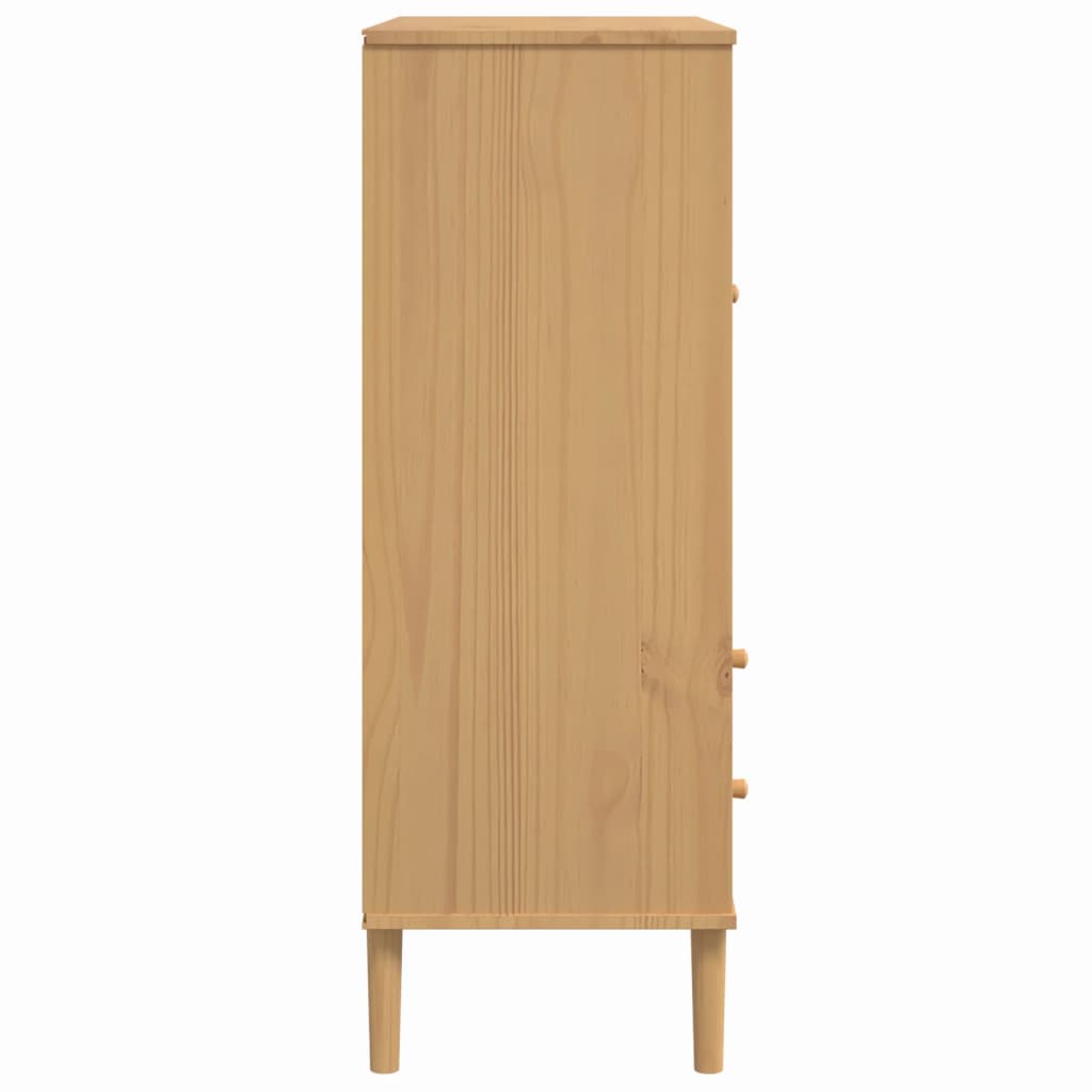 vidaXL Highboard "SENJA" Rattan Look Brown 90x40x112cm Solid Wood Pine
