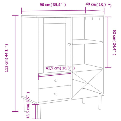 vidaXL Highboard "SENJA" Rattan Look Brown 90x40x112cm Solid Wood Pine