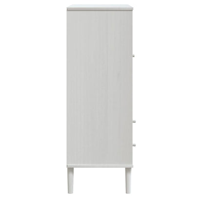 vidaXL Highboard "SENJA" Rattan Look White 90x40x112cm Solid Wood Pine