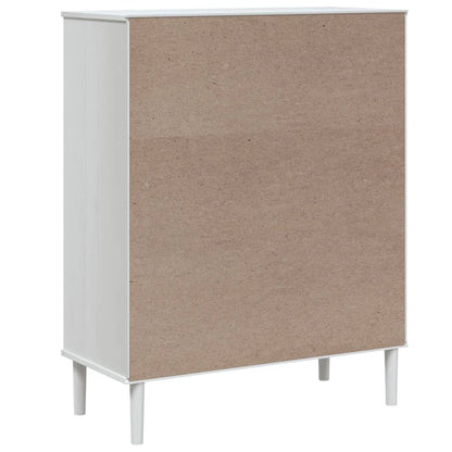 vidaXL Highboard "SENJA" Rattan Look White 90x40x112cm Solid Wood Pine