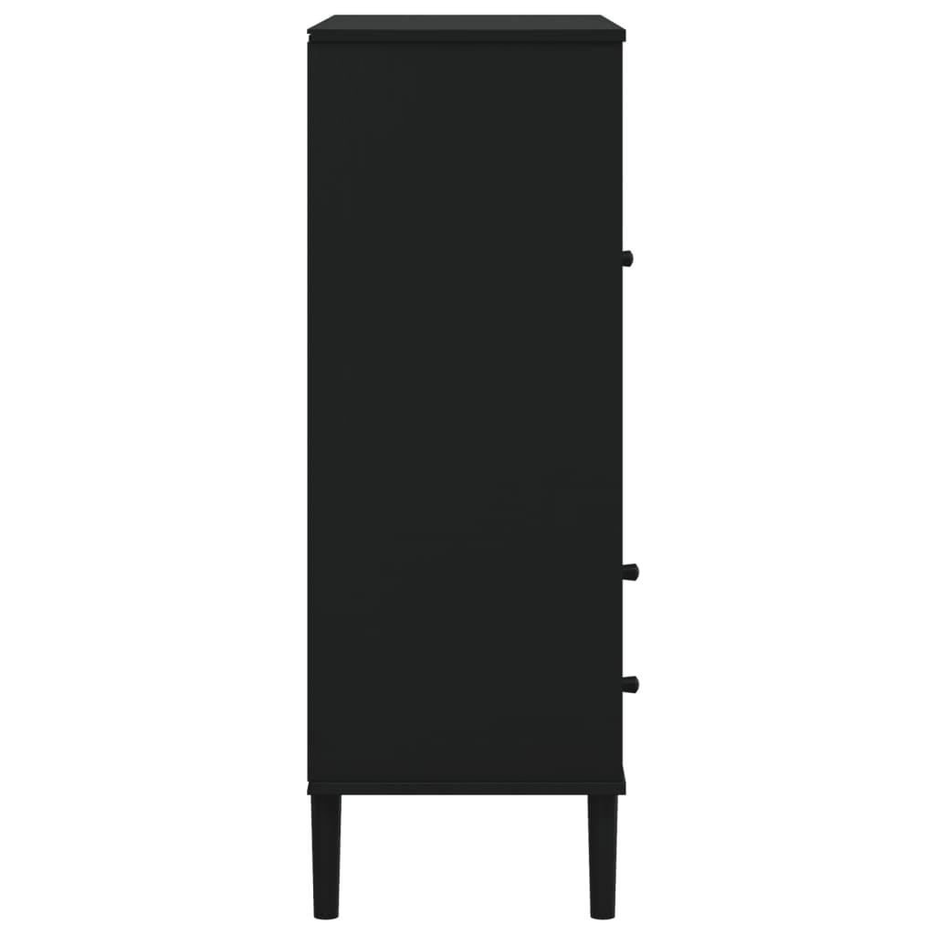 vidaXL Highboard "SENJA" Rattan Look Black 90x40x112cm Solid Wood Pine
