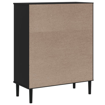 vidaXL Highboard "SENJA" Rattan Look Black 90x40x112cm Solid Wood Pine