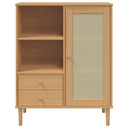 vidaXL Highboard "SENJA" Rattan Look Brown 90x40x112 cm Solid Wood Pine