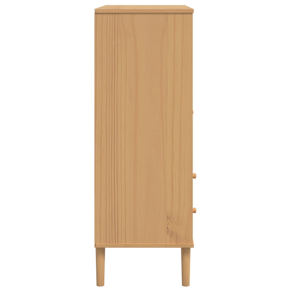vidaXL Highboard "SENJA" Rattan Look Brown 90x40x112 cm Solid Wood Pine