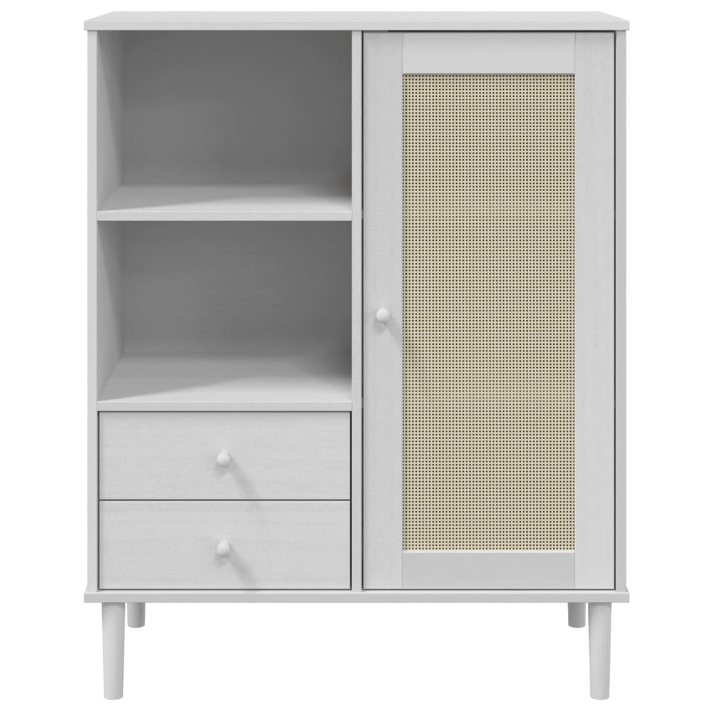 vidaXL Highboard SENJA Rattan Look White 90x40x112 cm Solid Wood Pine