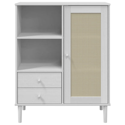 vidaXL Highboard "SENJA" Rattan Look White 90x40x112 cm Solid Wood Pine
