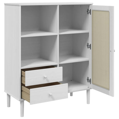 vidaXL Highboard "SENJA" Rattan Look White 90x40x112 cm Solid Wood Pine
