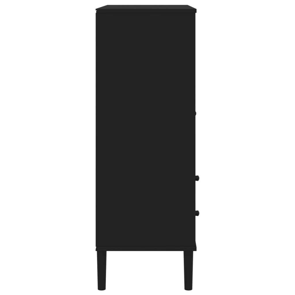 vidaXL Highboard "SENJA" Rattan Look Black 90x40x112 cm Solid Wood Pine