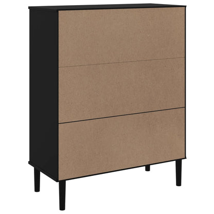 vidaXL Highboard "SENJA" Rattan Look Black 90x40x112 cm Solid Wood Pine
