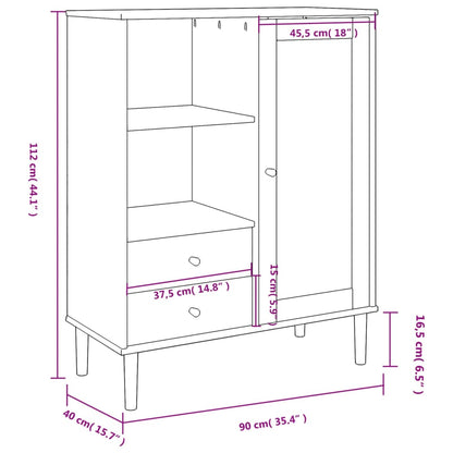 vidaXL Highboard "SENJA" Rattan Look Black 90x40x112 cm Solid Wood Pine
