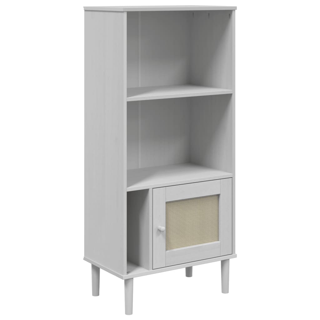 vidaXL Bookcase "SENJA" Rattan Look White 60x35x130 cm Solid Wood Pine