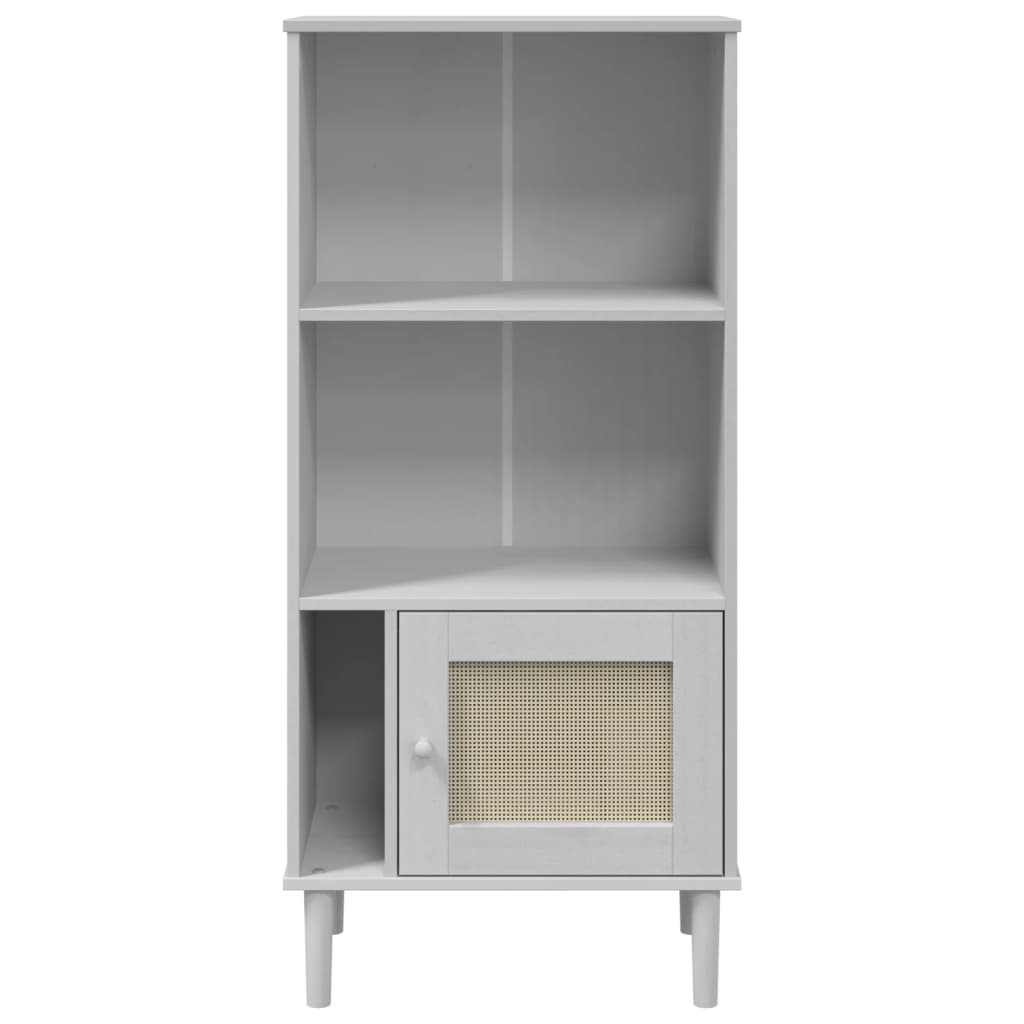 vidaXL Bookcase "SENJA" Rattan Look White 60x35x130 cm Solid Wood Pine