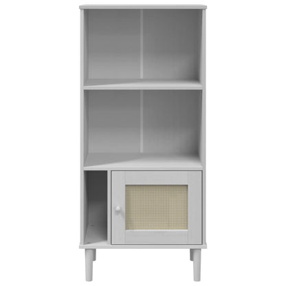 vidaXL Bookcase "SENJA" Rattan Look White 60x35x130 cm Solid Wood Pine