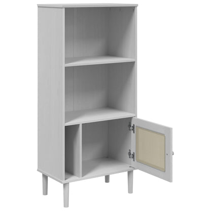 vidaXL Bookcase "SENJA" Rattan Look White 60x35x130 cm Solid Wood Pine