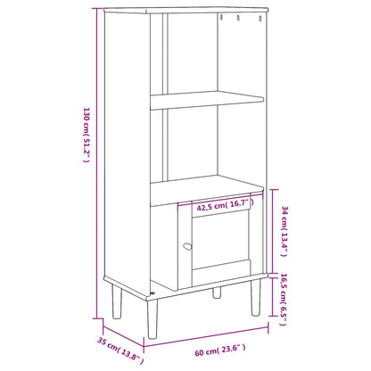 vidaXL Bookcase "SENJA" Rattan Look White 60x35x130 cm Solid Wood Pine